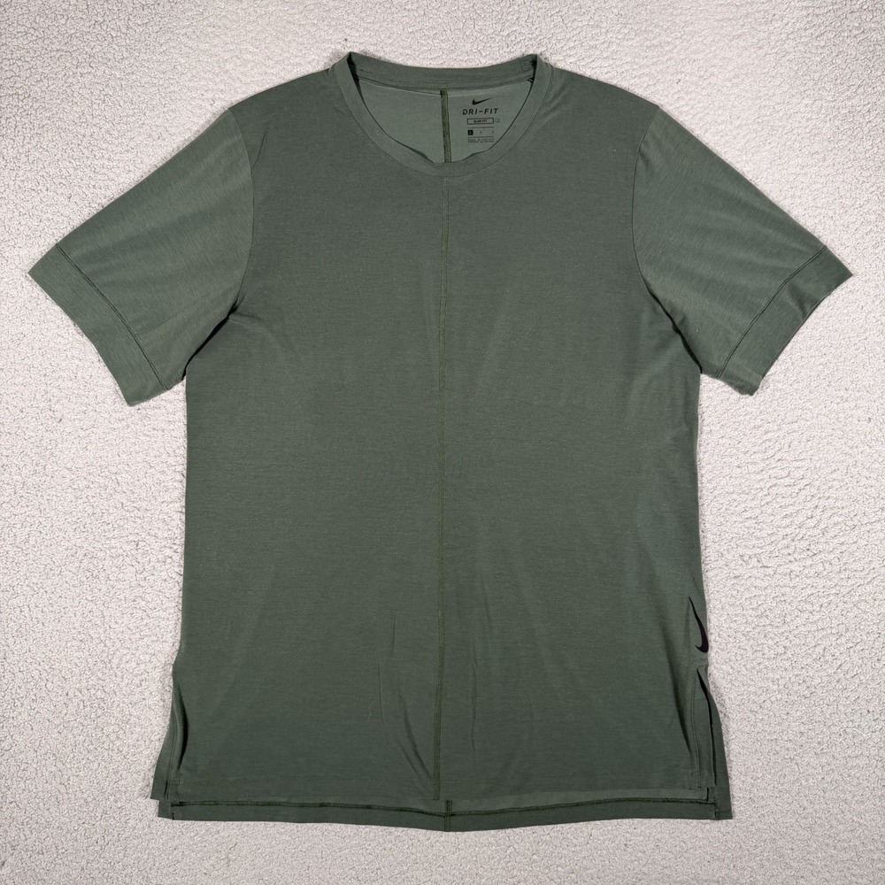 Nike Shirt Mens Large Green Dri-Fit Yoga Athletic Performance Stretch Preppy